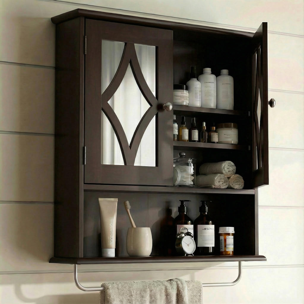 Wall Mounted Bathroom Medicine Cabinet with Towel Rack 22x25 inch U195346