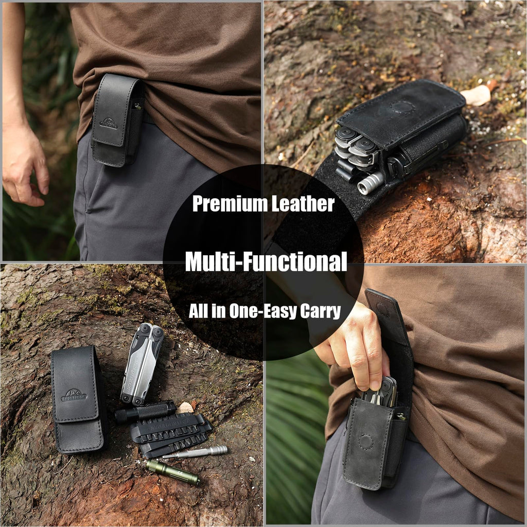 Leather Multitool Sheath with Belt Clip and Magnetic Closure W177626
