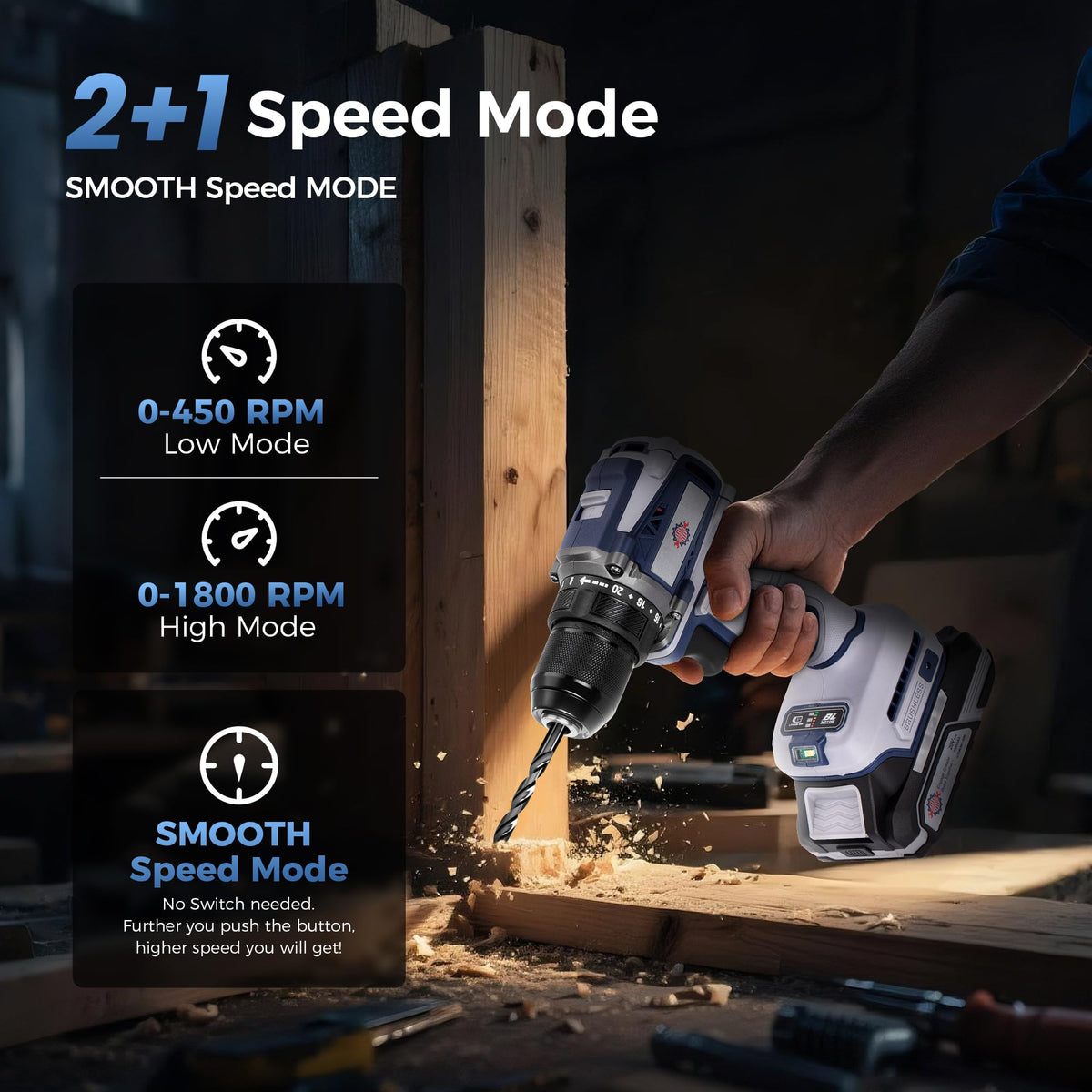20V Cordless Brushless Power Drill with 2.0Ah Battery and Charger C590967
