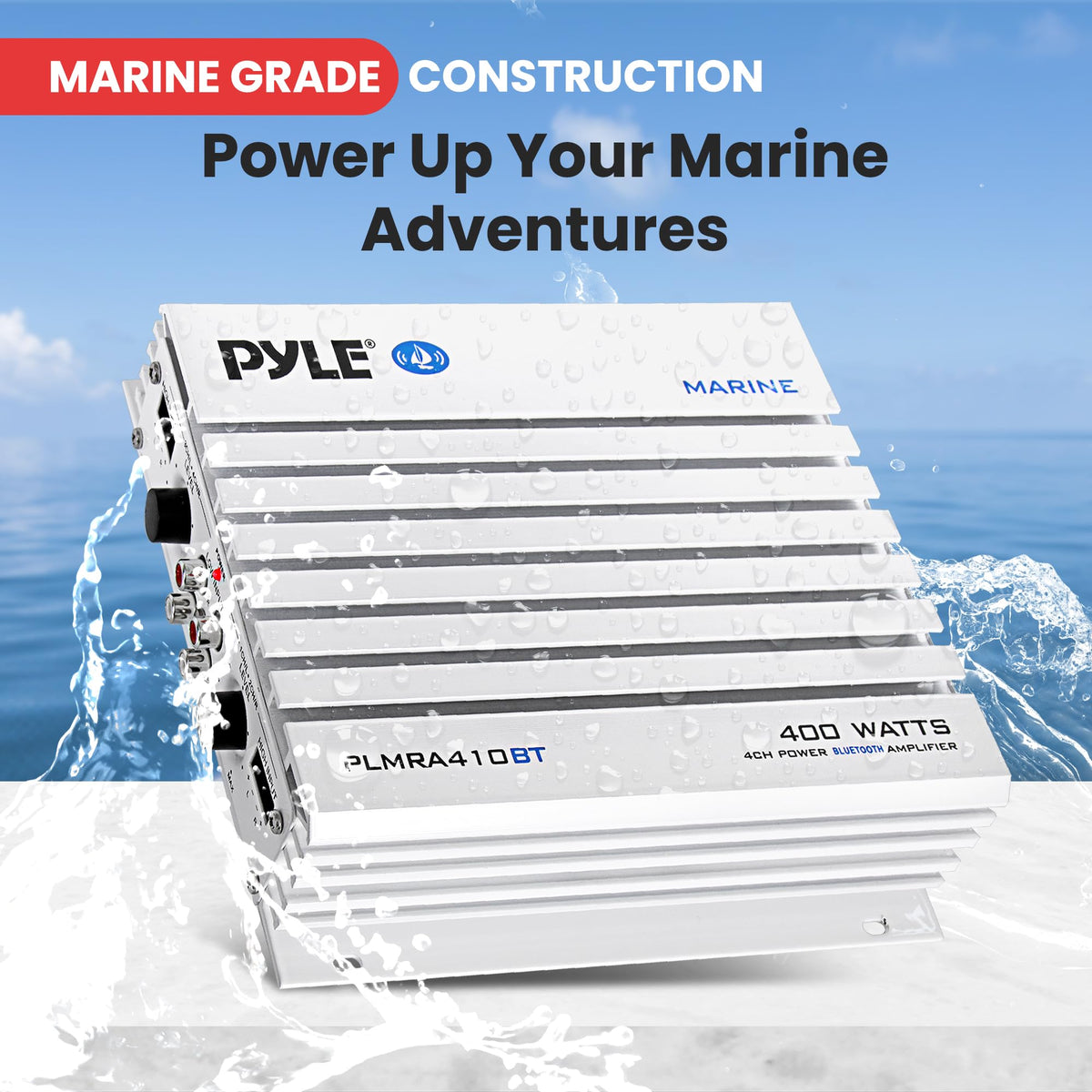 Waterproof 4 Channel 400W Bluetooth Marine Amplifier J3284