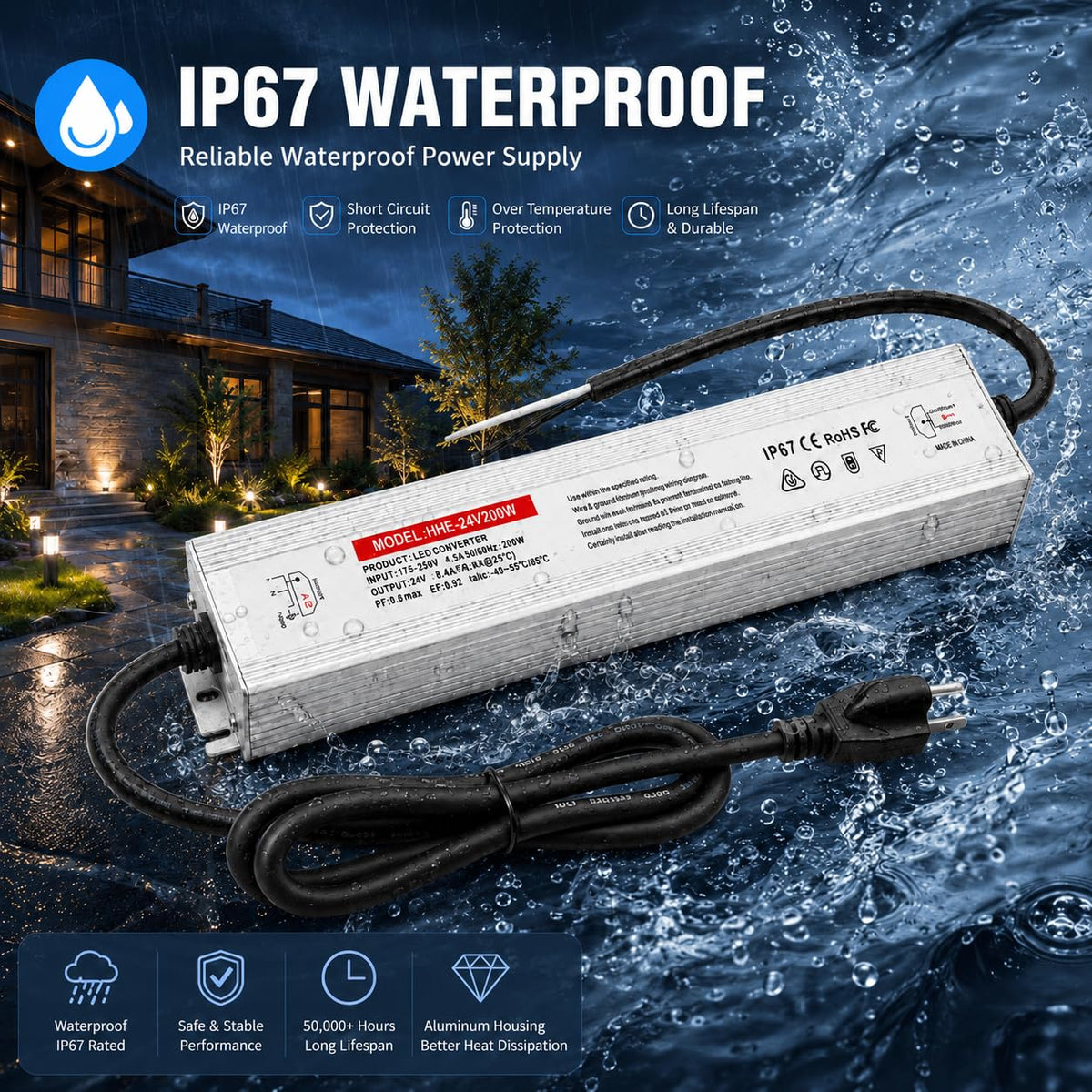 24V 200W IP67 Waterproof LED Power Supply U676047