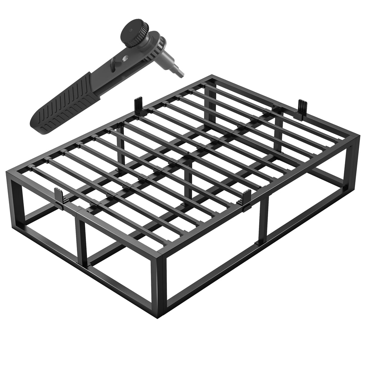 18 Inch Queen Size Black Metal Platform Bed Frame V585