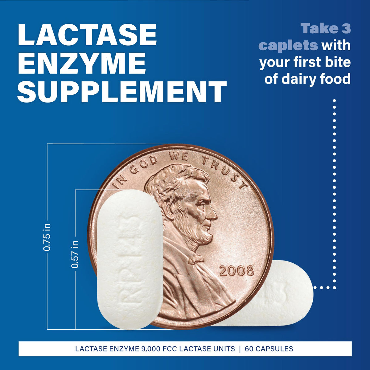 Lactase Enzyme Supplement 60 Caplets 2 Pack Q83706