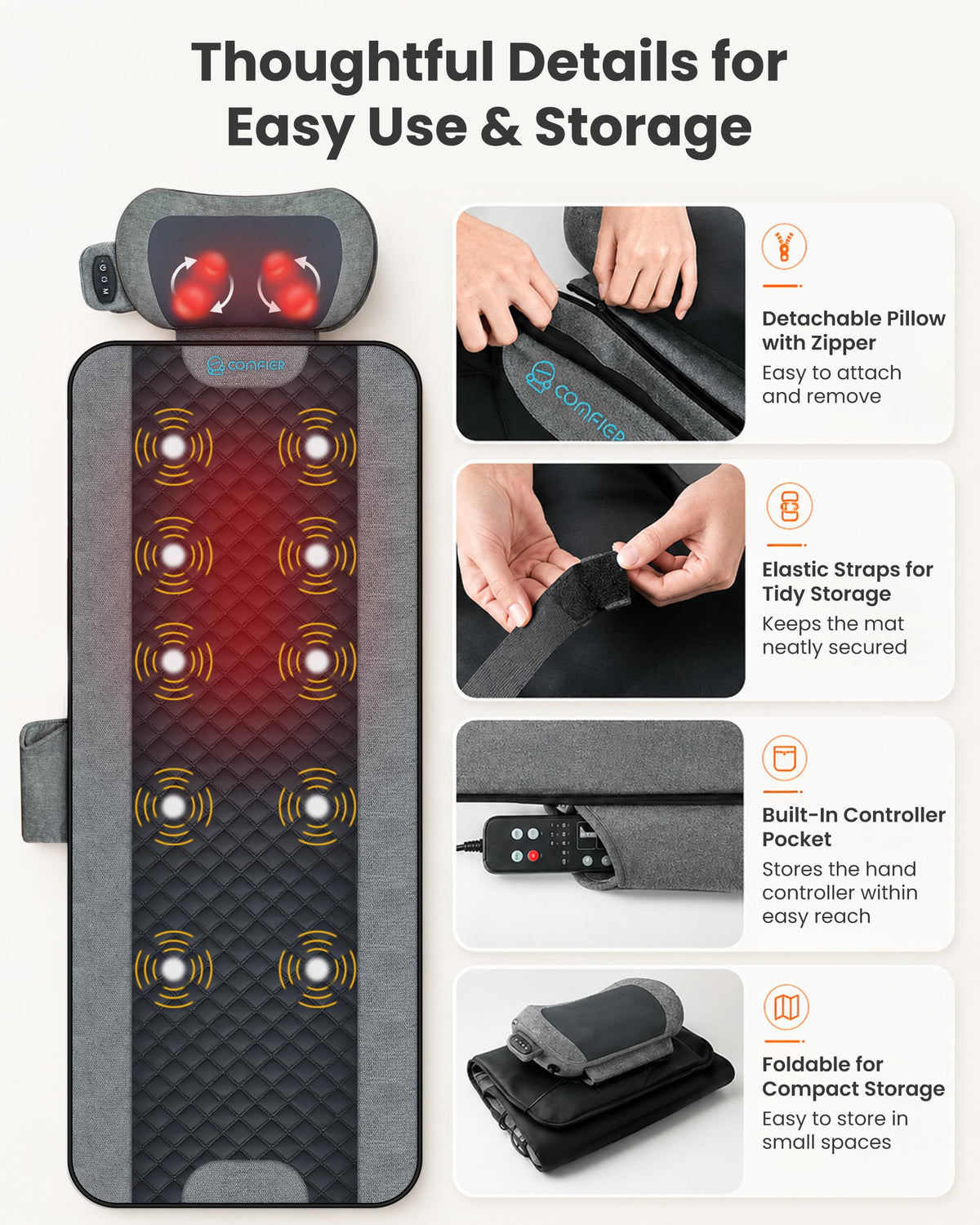 Full Body Vibration Massage Mat with Shiatsu Neck Pillow H364046