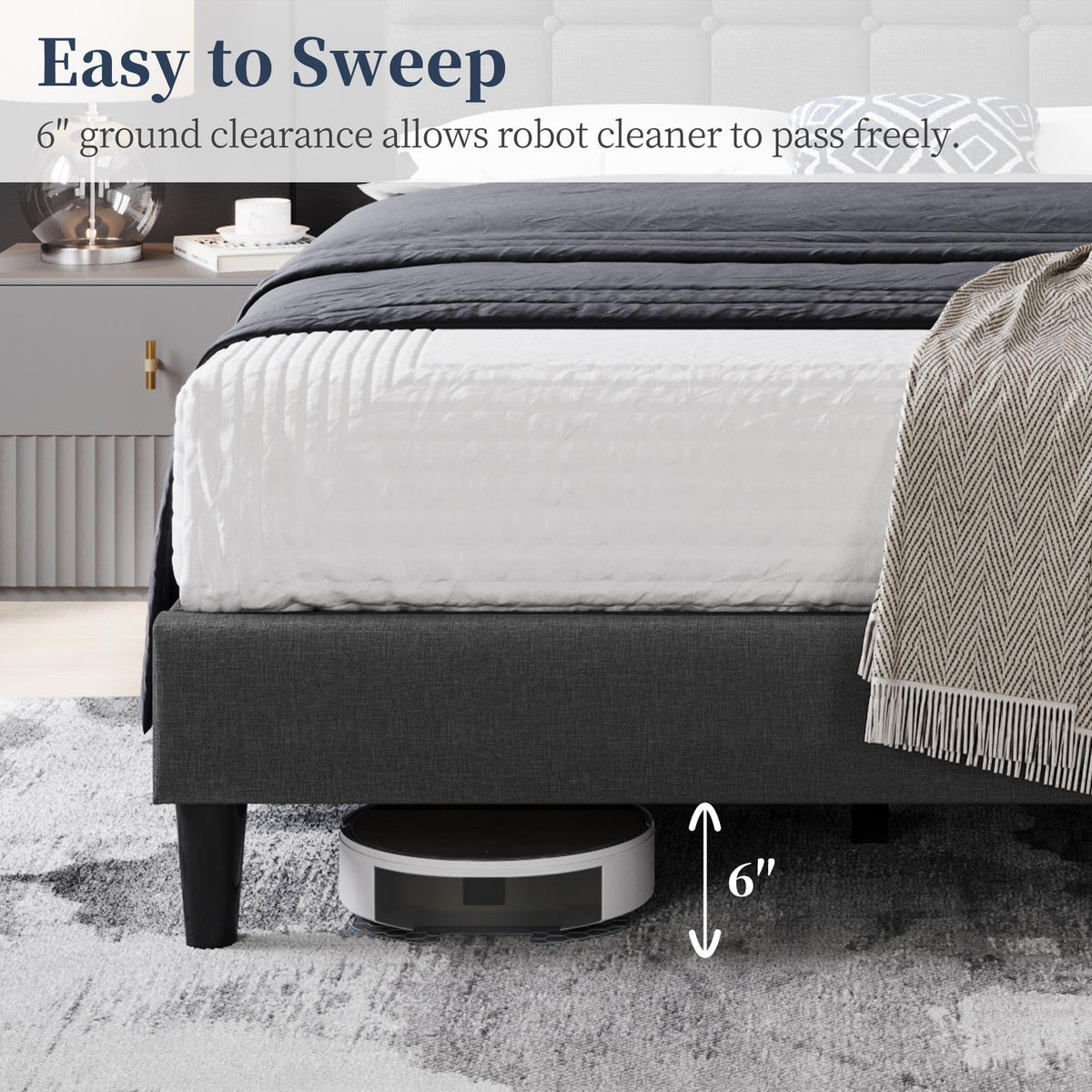 Full Size Upholstered Tufted Bed Frame with Headboard W339