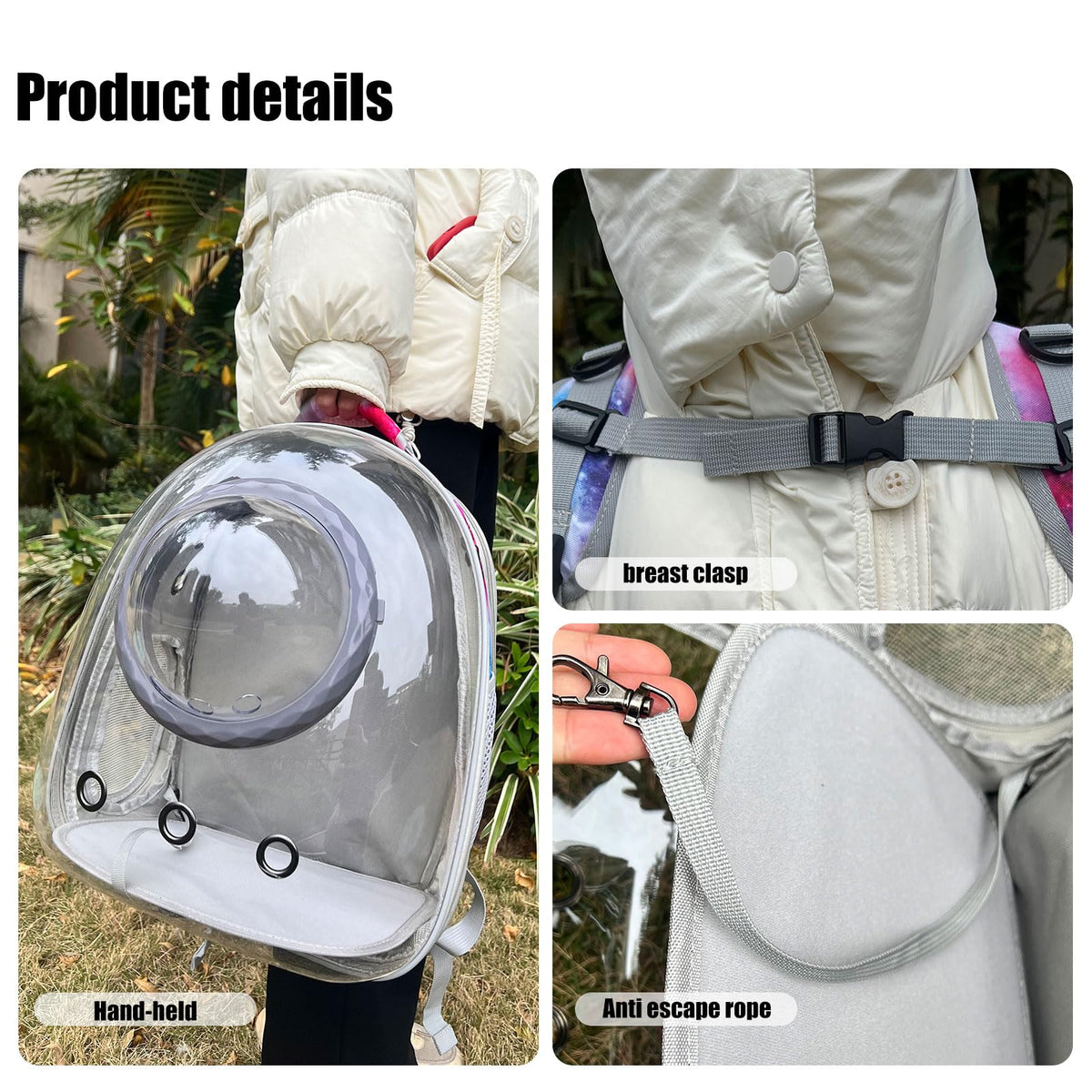 Blue Expandable Cat Backpack with Clear Window J844