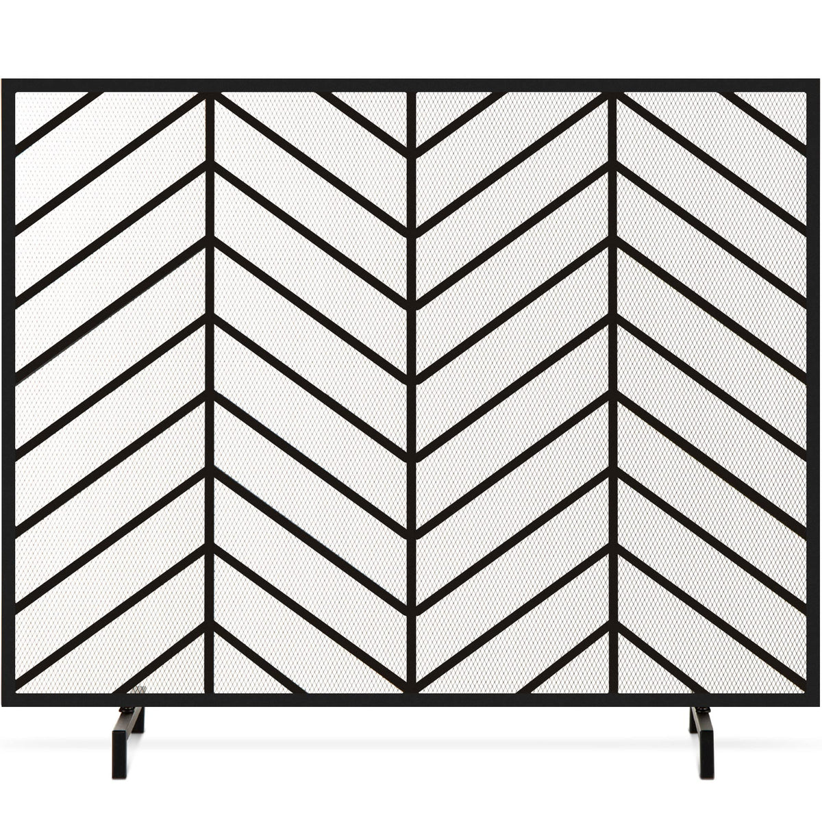 38x31in Wrought Iron Mesh Chevron Fireplace Screen U714806