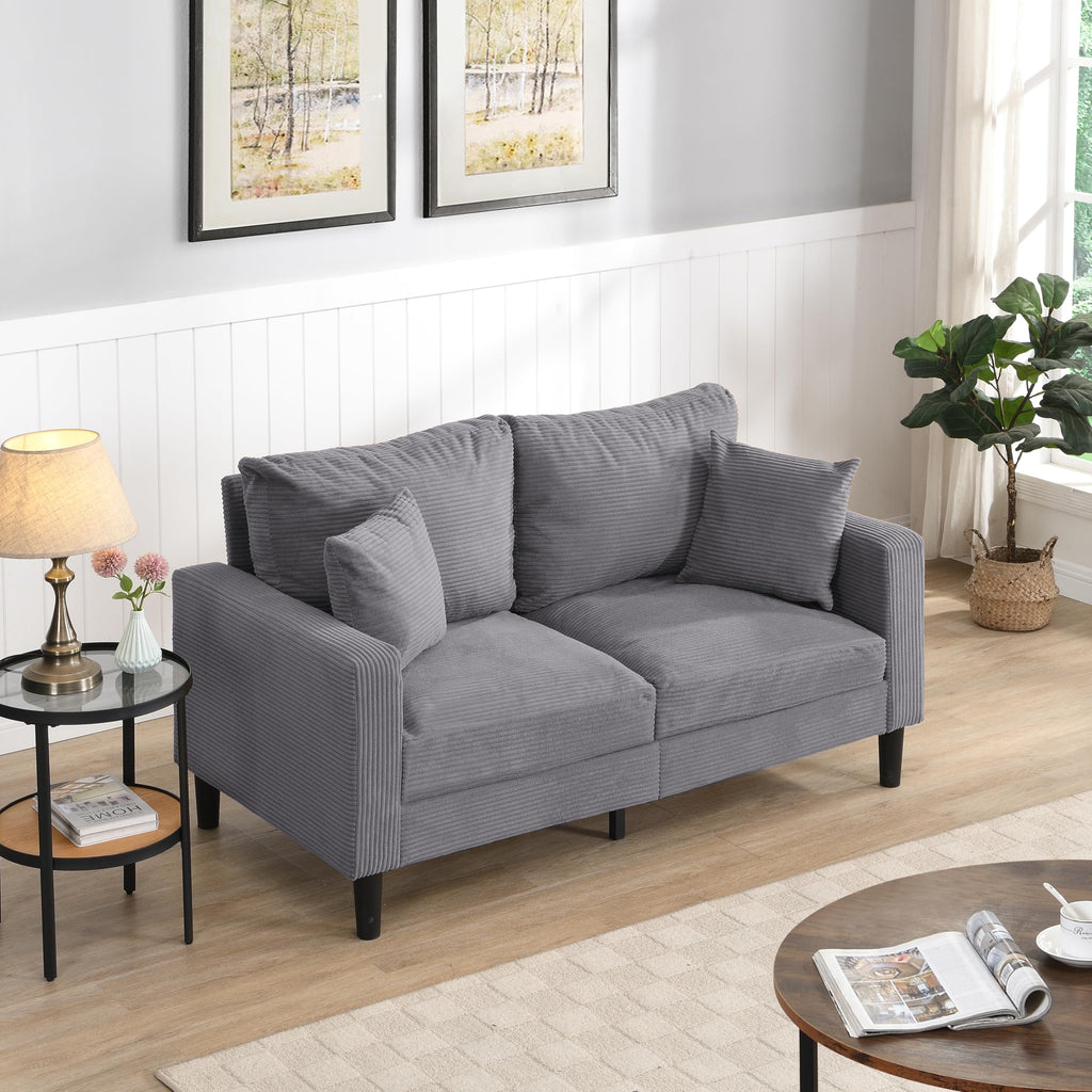 Light Gray 2-Seat Upholstered Loveseat Sofa A558