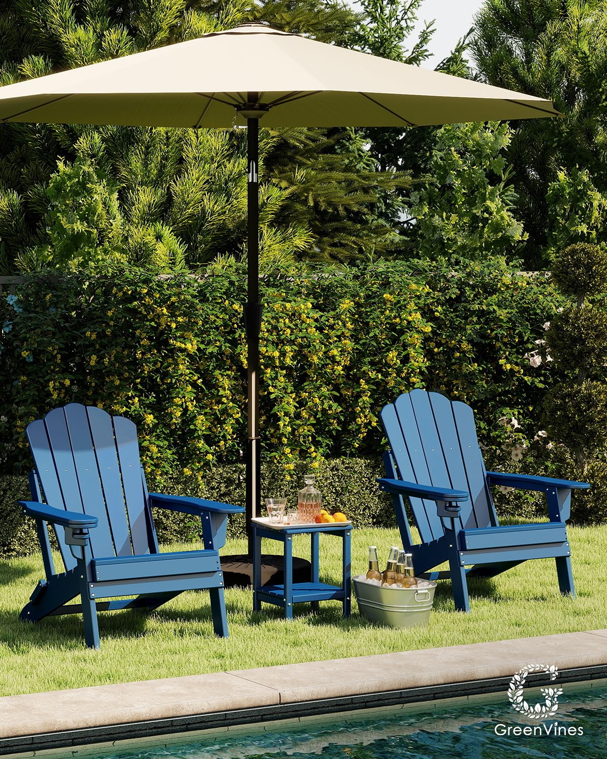 Oversized Folding Adirondack Chairs Set of 2 Blue S1891