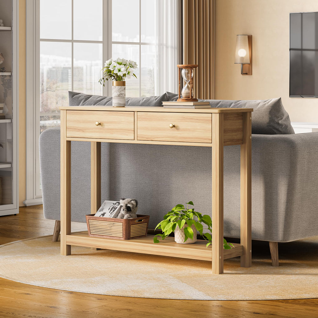 2 Drawer Oak Console Table L95254