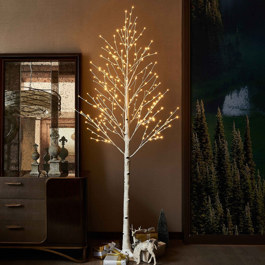 Lighted Birch Tree 8FT 240 Warm White Lights N92714