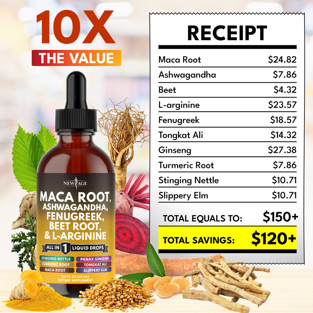 Organic Maca Root Liquid Drops with Ashwagandha 8oz P544