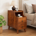 Solid Wood Narrow Nightstand with 2 Drawers I6364
