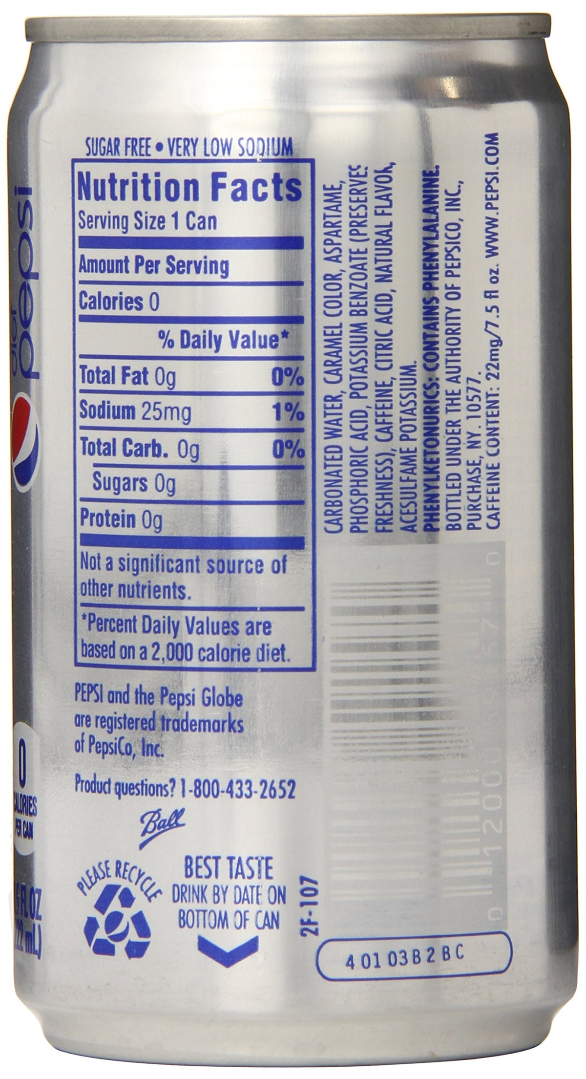 Diet Pepsi 7.5 Fl Oz Mini Cans 24 Pack P5054