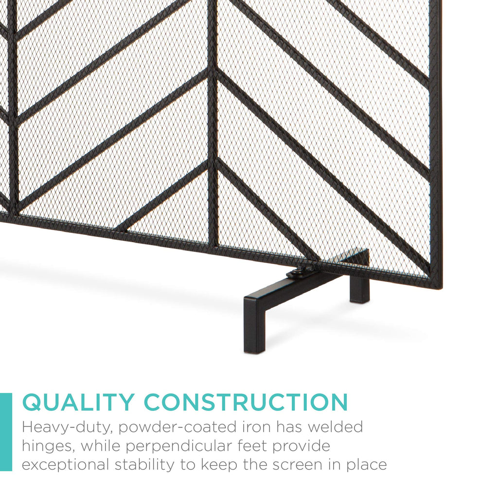 38x31in Wrought Iron Mesh Chevron Fireplace Screen U714806