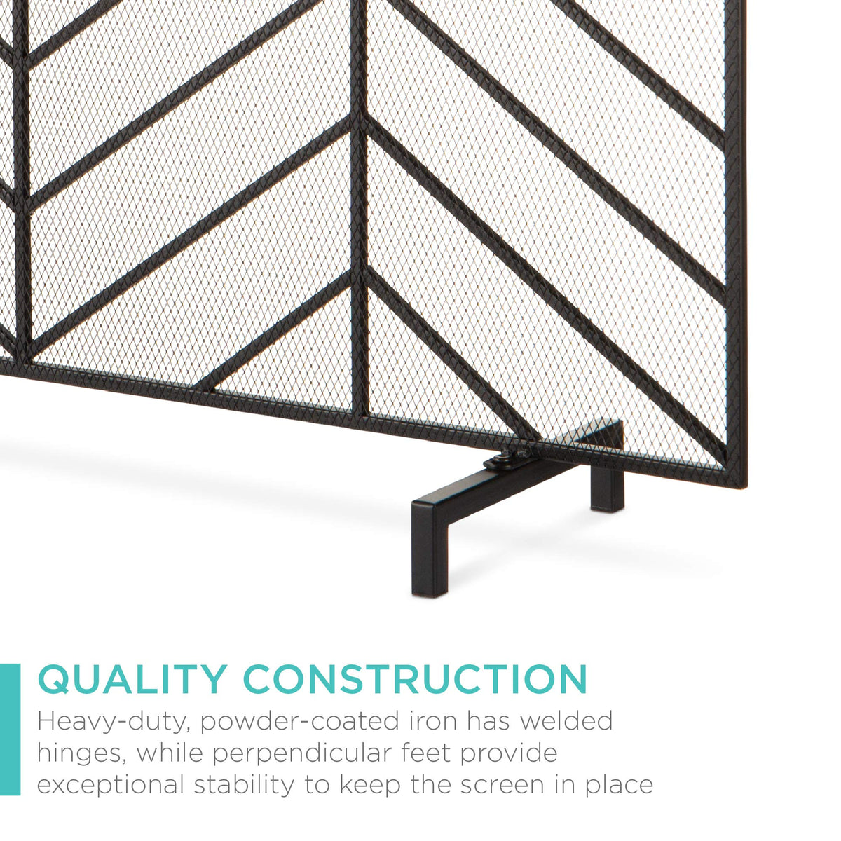 38x31in Wrought Iron Mesh Chevron Fireplace Screen U714806