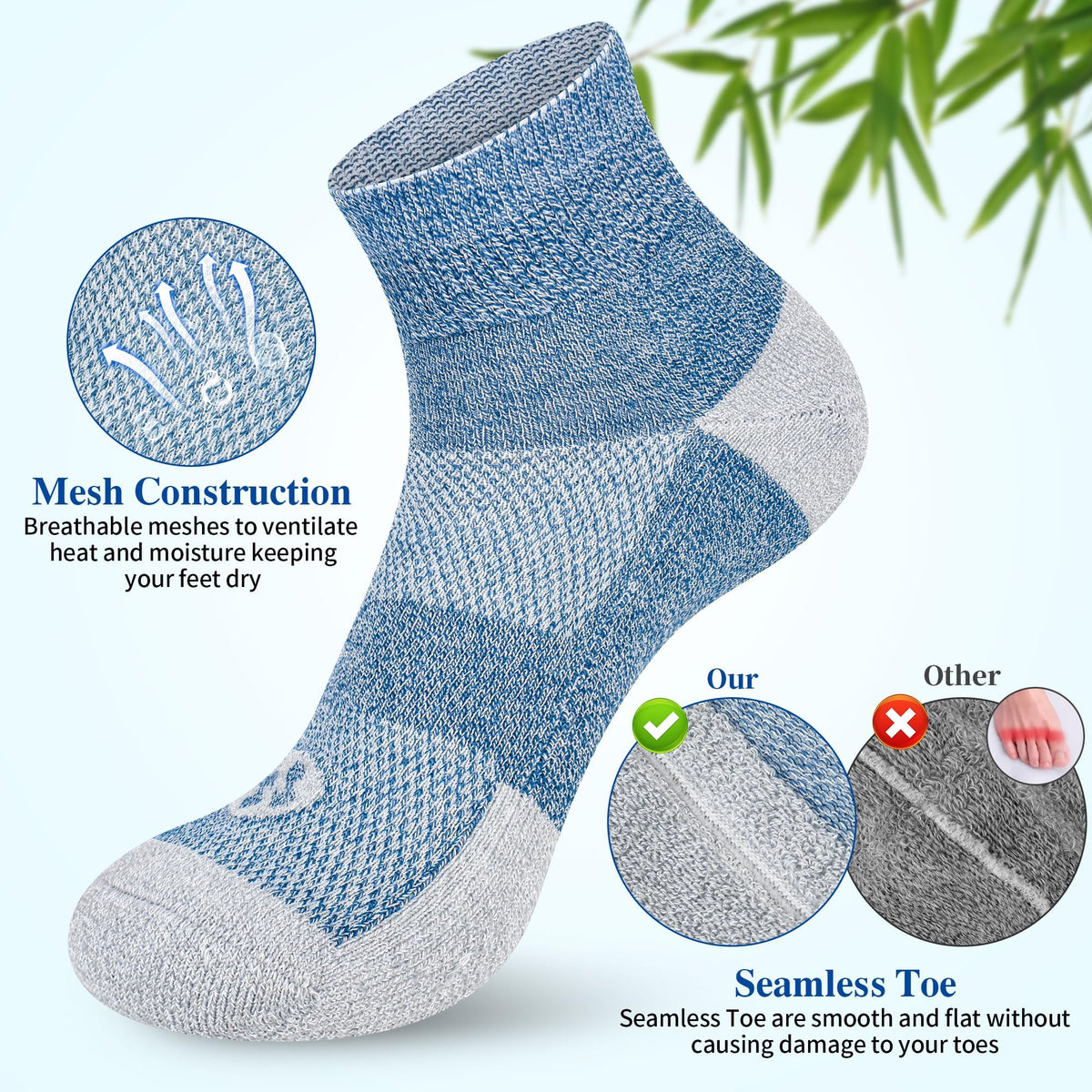 Diabetic Socks for Men, 12 Pairs Ankle & Low Cut Size 9-15 M32609