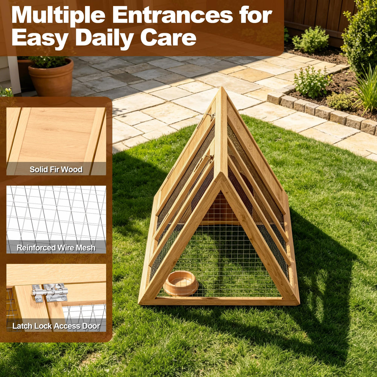 A-Frame Wooden Rabbit Hutch with Run T8697