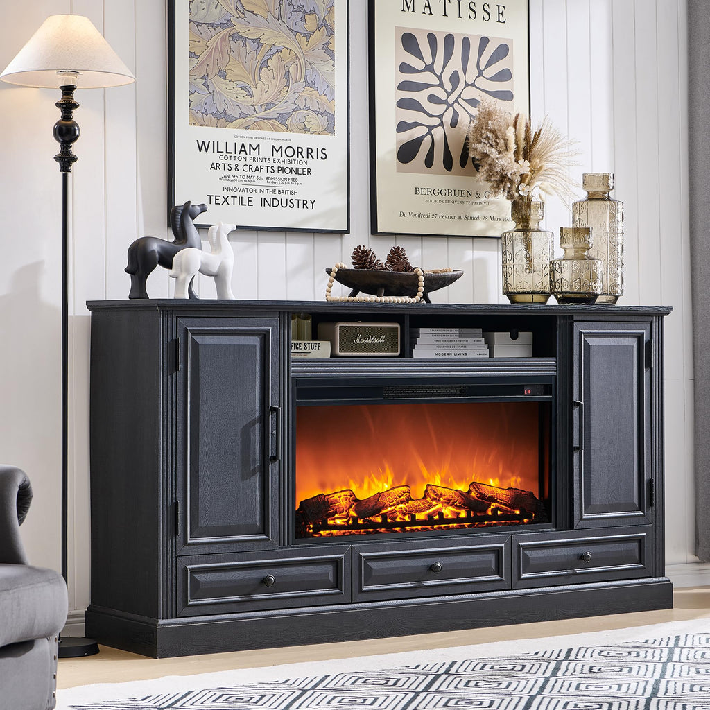 Black Fireplace TV Stand O306971