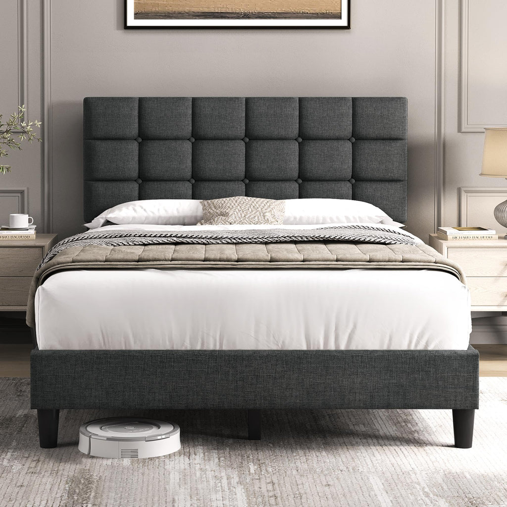 Full Size Upholstered Tufted Bed Frame with Headboard W339