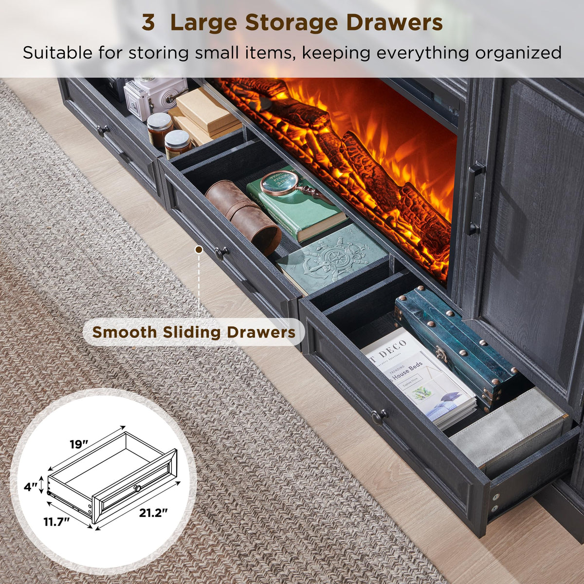 Black Fireplace TV Stand O306971