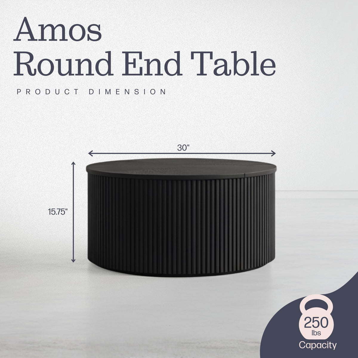 Black Fluted Round Coffee Table S110837