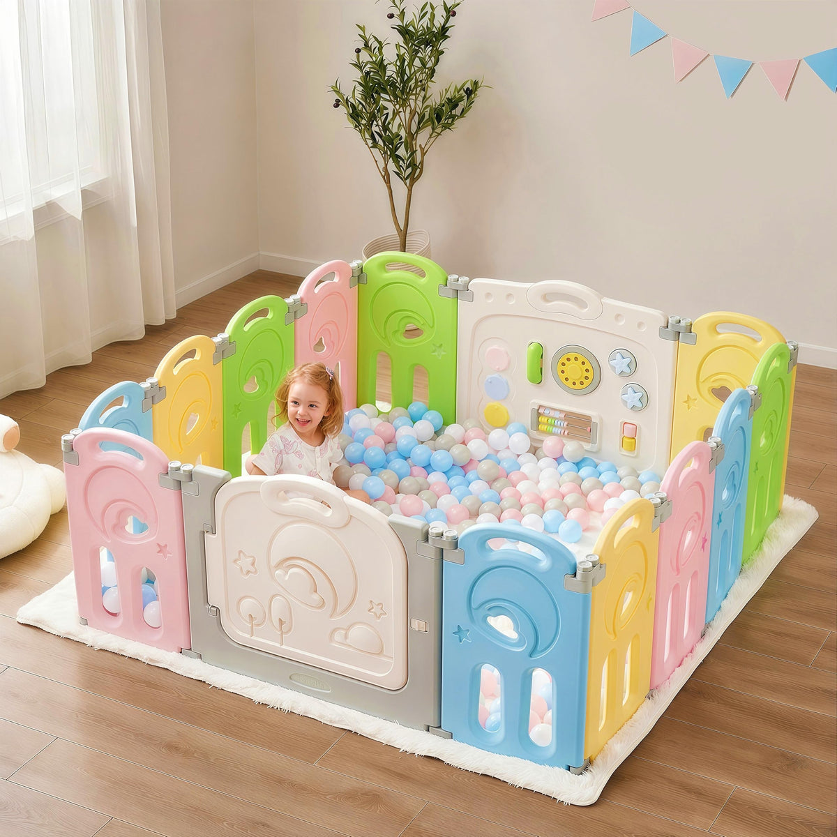 Large 14-Panel Baby Playpen W72246