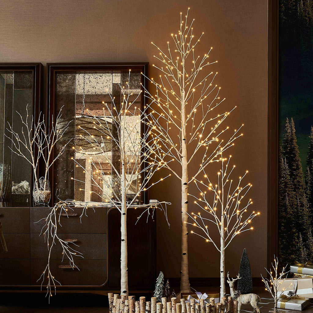Lighted Birch Tree 8FT 240 Warm White Lights N92714